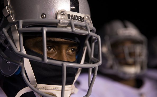 PHILADELPHIA, PA - DECEMBER 25: Marquette King #7 of the Oakland Raiders looks on from the tunnel p...