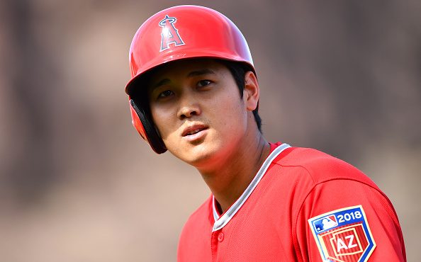 TEMPE, AZ - MARCH 12:  Shohei Ohtani of the Los Angeles Angels is seen during a spring training gam...