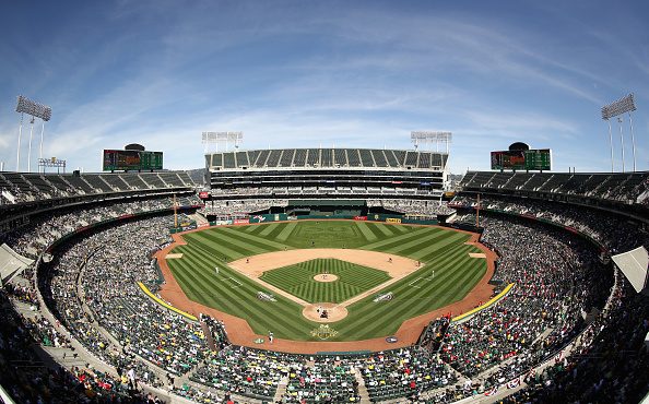 OAKLAND, CA - MARCH 29:  A general view during the Oakland Athletics game against the Los Angeles A...
