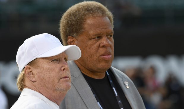 OAKLAND, CA - AUGUST 10: Owner Mark Davis (L) and General Manager Reggie McKenzie of the Oakland Ra...