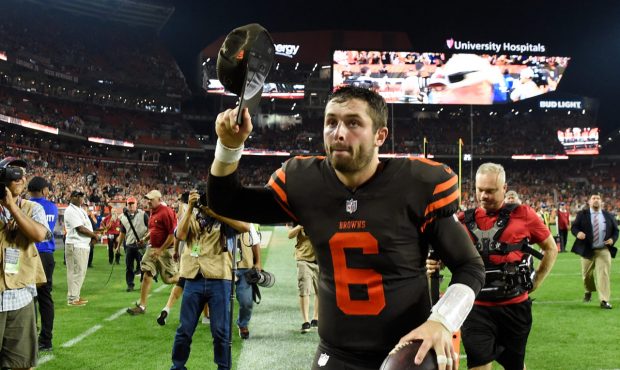 CLEVELAND, OH - SEPTEMBER 20:  Baker Mayfield #6 of the Cleveland Browns runs off the field after a...