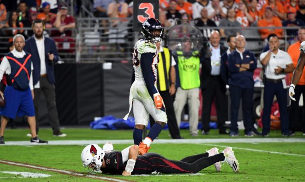 GLENDALE, AZ - OCTOBER 18:  Quarterback Josh Rosen #3 of the Arizona Cardinals lies on the ground a...