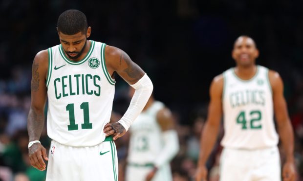 BOSTON, MA - NOVEMBER 1: Kyrie Irving #11 of the Boston Celtics looks on during the game between th...