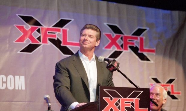 12 Jul 2000: Vince McMahon talks during the XFL Press Conference at the House of Blues in Los Angel...