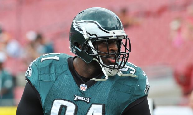 TAMPA, FL - OCTOBER 13: Defensive end Flether Cox #91 of the Philadelphia Eagles warms up for play ...