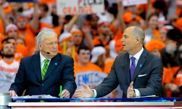 SYRACUSE, NY - FEBRUARY 01: ESPN College GameDay hosts (L-R) Digger Phelps and Jay Bilas prior to t...