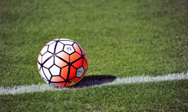 Soccer Ball sits in the grass prior to an MLS matchup...