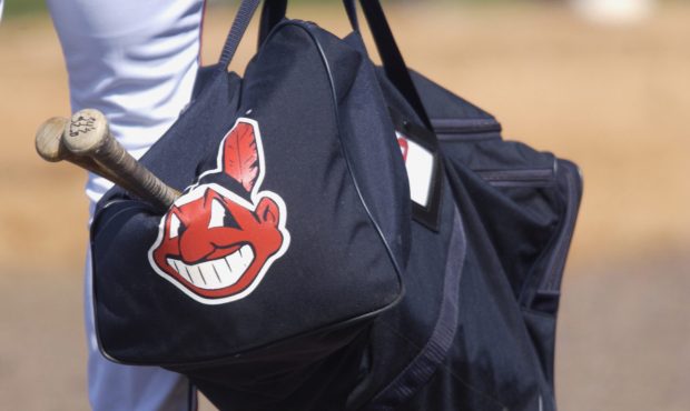 28 Feb 2002: A picture of the Cleveland Indians logo printed on a bag during the spring training ga...