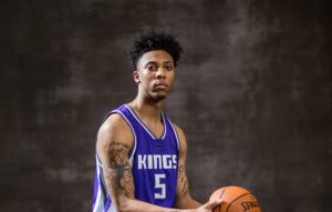 TARRYTOWN, NEW YORK - AUGUST 07: Malachi Richardson #5 of the Sacramento Kings poses for a portrait during the 2016 NBA Rookie Photoshoot at Madison Square Garden Training Center on August 7, 2016 in Tarrytown, New York. NOTE TO USER: User expressly acknowledges and agrees that, by downloading and/or using this Photograph, user is consenting to the terms and conditions of the Getty Images License Agreement. Mandatory Copyright Notice: Copyright 2016 NBAE (Photo by Nick Laham/Getty Images)