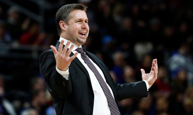 AUBURN HILLS, MI - JANUARY 23: Head coach Dave Joerger of the Sacramento Kings reacts to a foul cal...