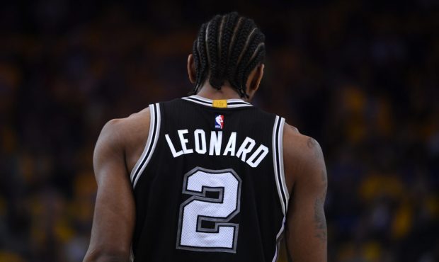OAKLAND, CA - MAY 14: Kawhi Leonard #2 of the San Antonio Spurs stands on the court during Game One...
