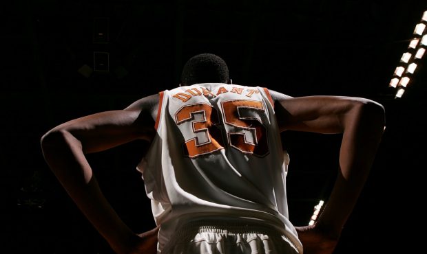 SPOKANE, WA - MARCH 16: A view of the back of Kevin Durant #35 of the Texas Longhorns during the fi...