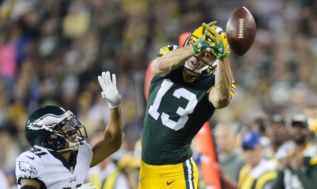 GREEN BAY, WI - AUGUST 10: Max McCaffrey #13 of the Green Bay Packers is unable to catch a pass dur...