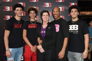 CHINO, CA - SEPTEMBER 02: (L-R) Lonzo Ball, LaMelo Ball, Tina Ball, LaVar Ball and LiAngelo Ball attend Melo Ball's 16th Birthday on September 2, 2017 in Chino, California. (Photo by Joshua Blanchard/Getty Images for Crosswalk Productions )