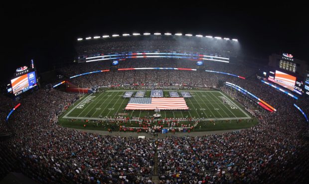 FOXBORO, MA - SEPTEMBER 07: A general view as New England Patriots Super Bowl Championship banners ...