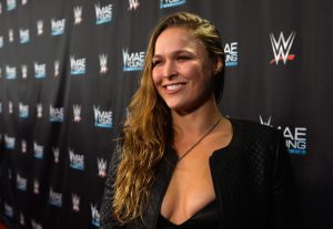 LAS VEGAS, NV - SEPTEMBER 12: MMA fighter Ronda Rousey appears on the red carpet of the WWE Mae Young Classic on September 12, 2017 in Las Vegas, Nevada. (Photo by Bryan Steffy/Getty Images for WWE)