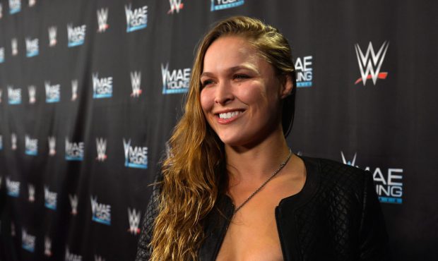 LAS VEGAS, NV - SEPTEMBER 12: MMA fighter Ronda Rousey appears on the red carpet of the WWE Mae You...