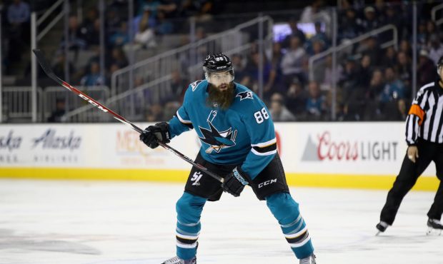 SAN JOSE, CA - OCTOBER 12: Brent Burns #88 of the San Jose Sharks in action against the Buffalo Sab...