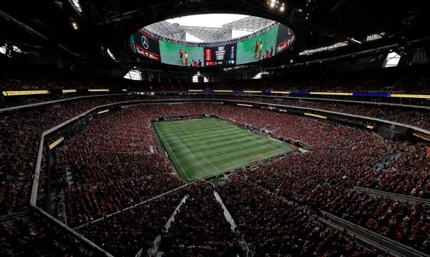 ATLANTA, GA - OCTOBER 22: A general view of Mercedes-Benz Stadium during the match between the Atla...