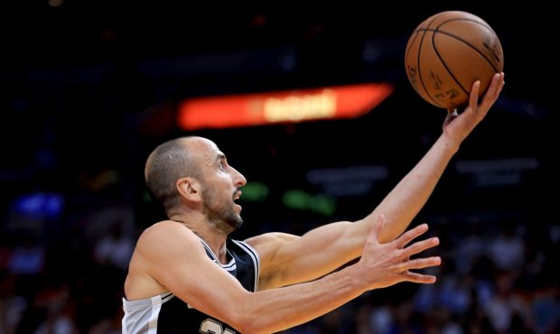 MIAMI, FL - OCTOBER 25:  Manu Ginobili (20) of the San Antonio Spurs shoots during a game against t...