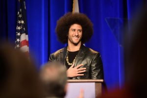 BEVERLY HILLS, CA - DECEMBER 03: Honoree Colin Kaepernick speaks onstage at ACLU SoCal Hosts Annual Bill of Rights Dinner at the Beverly Wilshire Four Seasons Hotel on December 3, 2017 in Beverly Hills, California. (Photo by Matt Winkelmeyer/Getty Images)