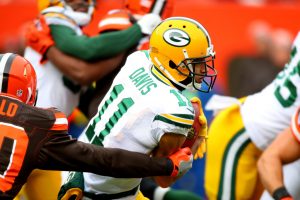 CLEVELAND, OH - DECEMBER 10: Trevor Davis #11 of the Green Bay Packers runs the ball in the first quarter against the Cleveland Browns at FirstEnergy Stadium on December 10, 2017 in Cleveland, Ohio. (Photo by Gregory Shamus/Getty Images)