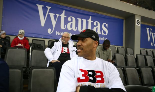 PRIENAI, LITHUANIA - JANUARY 05: LaVar Ball, father of LaMelo and LiAngelo Ball looks on during the...
