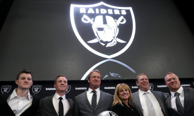 ALAMEDA, CA - JANUARY 09: Oakland Raiders new head coach Jon Gruden (C) poses for a photo with memb...