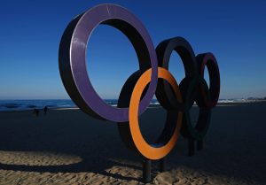 PYEONGCHANG-GUN, SOUTH KOREA - JANUARY 12: The Olympic Rings are seen on Gyeongpo Beach in Gangneung ahead of the Pyeongchang 2018 Winter Olympics on January 12, 2018 in Pyeongchang-gun, South Korea. (Photo by Michael Heiman/Getty Images)