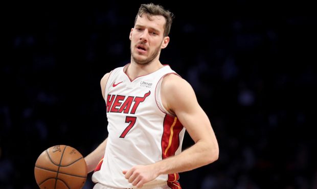 NEW YORK, NY - JANUARY 19: Goran Dragic #7 of the Miami Heat looks down the court against the Brook...
