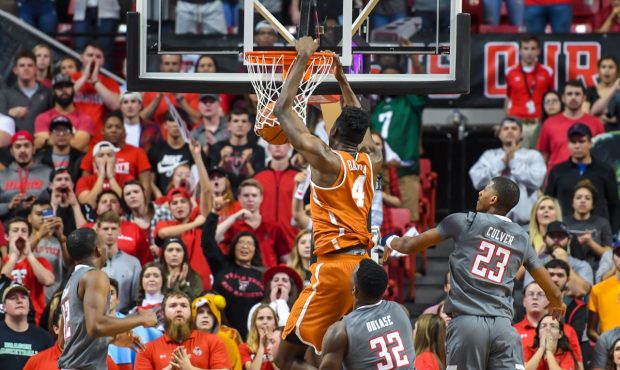 LUBBOCK, TX - JANUARY 31: Mohamed Bamba #4 of the Texas Longhorns dunks the basketball during the g...