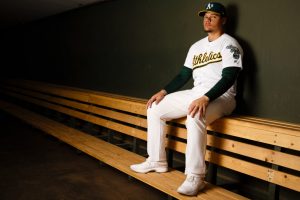 MESA, AZ - FEBRUARY 22: Bruce Maxwell #13 of the Oakland Athletics poses for a portrait during photo day at HoHoKam Stadium on February 22, 2018 in Mesa, Arizona. (Photo by Justin Edmonds/Getty Images)