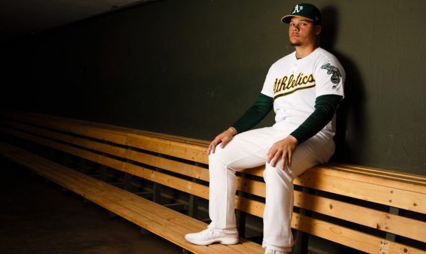 MESA, AZ - FEBRUARY 22: Bruce Maxwell #13 of the Oakland Athletics poses for a portrait during phot...