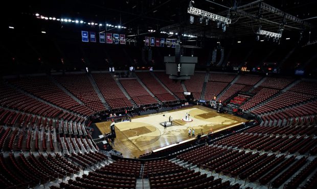 LAS VEGAS, NV - MARCH 10: The empty arena is seen before the championship game of the Mountain West...