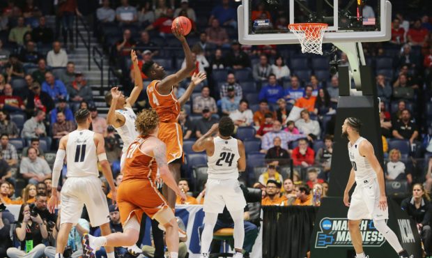 NASHVILLE, TN - MARCH 16:  Mohamed Bamba #4 of the Texas Longhorns shoots a floater against the Nev...