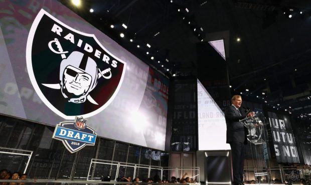 ARLINGTON, TX - APRIL 26: NFL Commissioner Roger Goodell announces a pick by the Oakland Raiders du...