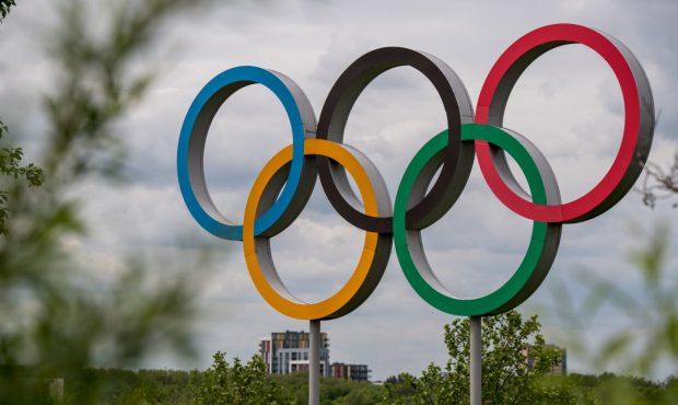 LONDON, ENGLAND - MAY 13: The Olympic rings are seen at Olympic Park as it is announced that Dame T...