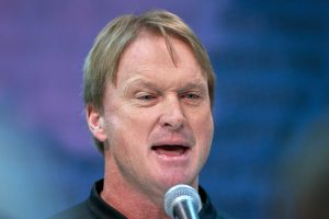 INDIANAPOLIS, IN - FEBRUARY 28: Oakland Raiders head coach Jon Gruden speaks to the media during the NFL Scouting Combine on February 28, 2019 at the Indiana Convention Center in Indianapolis, IN.