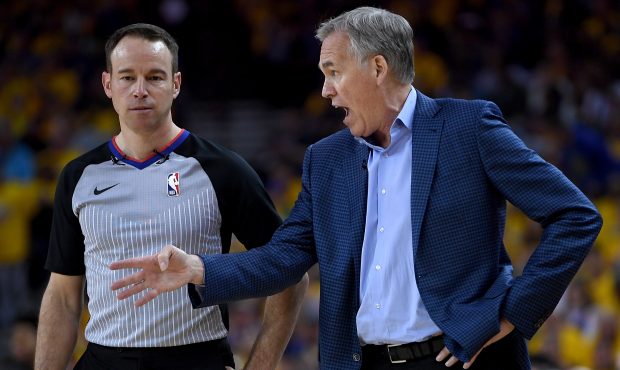 OAKLAND, CA - APRIL 28: Head coach Mike D'Antoni of the Houston Rockets complains to referee Josh T...