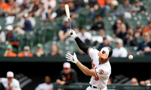 BALTIMORE, MARYLAND - APRIL 07: Chris Davis #19 of the Baltimore Orioles swings at a pitch in the s...