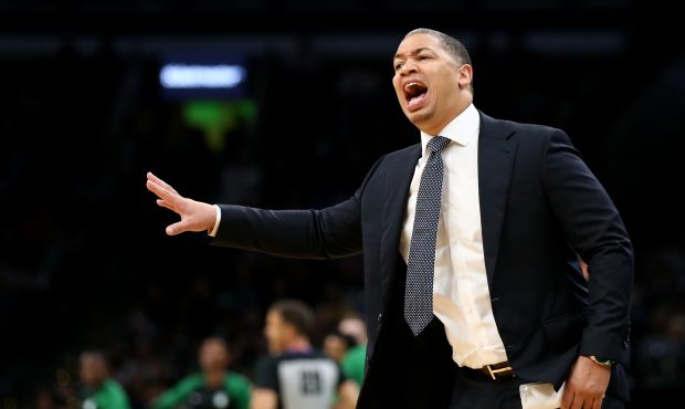 BOSTON, MA - OCTOBER 2: Tyronn Lue head coach of the Cleveland Cavaliers directs his team during th...