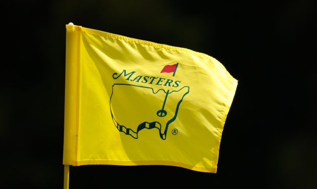 A pin flag is displayed during a practice round prior to the Masters at Augusta National Golf Club ...