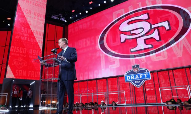 ARLINGTON, TX - APRIL 26: NFL Commissioner Roger Goodell announces a pick by the San Francisco 49er...