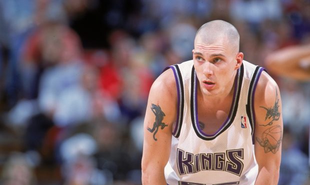 25 Jan 2001: Jason Williams #55 of the Sacramento Kings waits on the court during the game against ...
