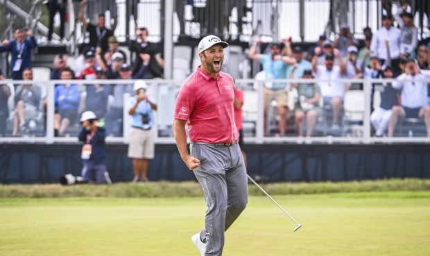 SAN DIEGO, CA - JUNE 20: Jon Rahm of Spain celebrates with a fist pump after making a birdie putt o...
