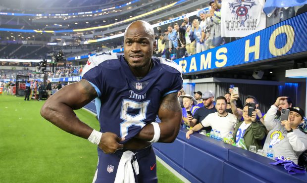 INGLEWOOD, CA - NOVEMBER 7: Tennessee Titans running back Adrian Peterson #8 after the Tennessee Ti...
