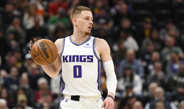 SALT LAKE CITY, UTAH - MARCH 12: Donte DiVincenzo #0 of the Sacramento Kings looks on during the se...