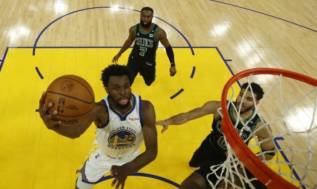 SAN FRANCISCO, CALIFORNIA - JUNE 13: Andrew Wiggins #22 of the Golden State Warriors drives to the ...