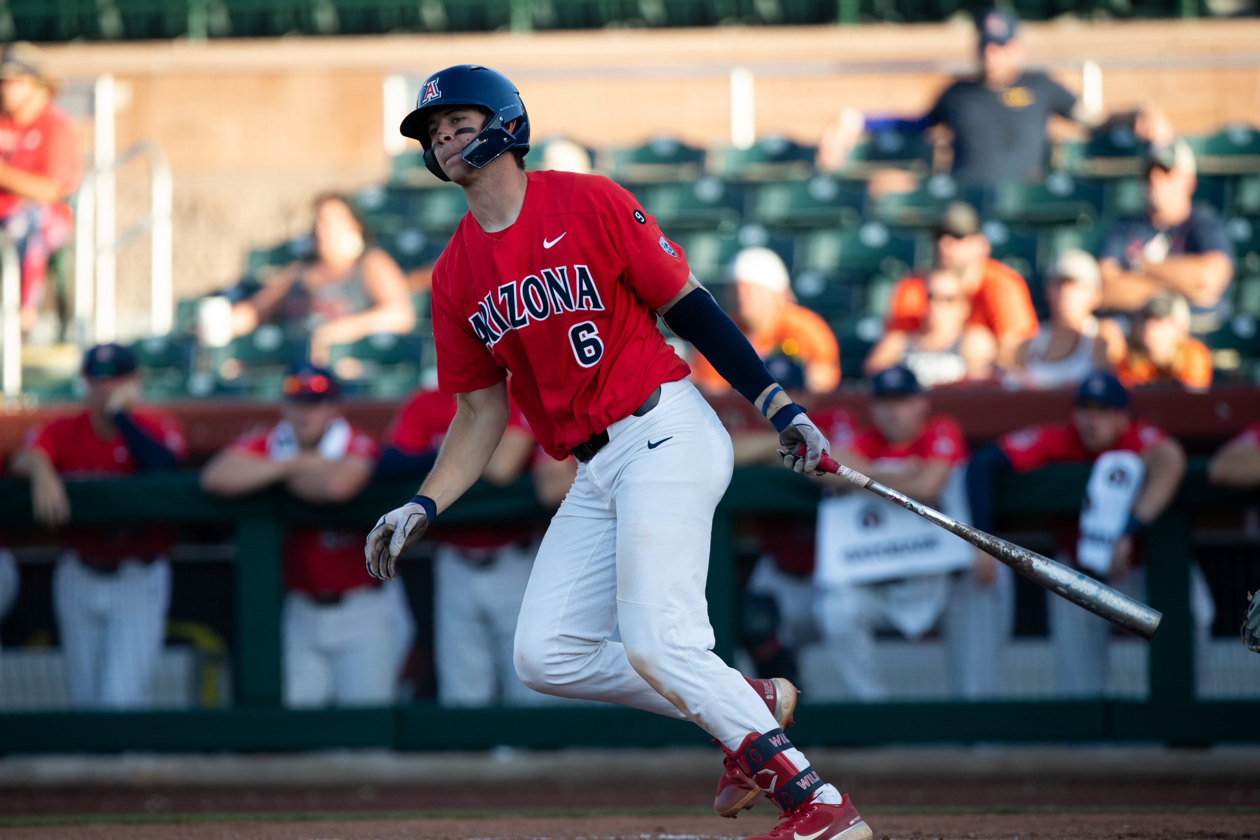 Arizona Wildcats Catcher Daniel Susac (6) hits a foul ball down the third base line during the PAC1...