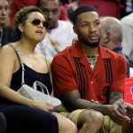 LAS VEGAS, NEVADA - JULY 09: Kay'La Lillard (L) and her husband, Damian Lillard of the Portland Trail Blazers, attend the 2022 NBA Summer League at the Thomas & Mack Center on July 09, 2022 in Las Vegas, Nevada. NOTE TO USER: User expressly acknowledges and agrees that, by downloading and or using this photograph, User is consenting to the terms and conditions of the Getty Images License Agreement. (Photo by Ethan Miller/Getty Images)